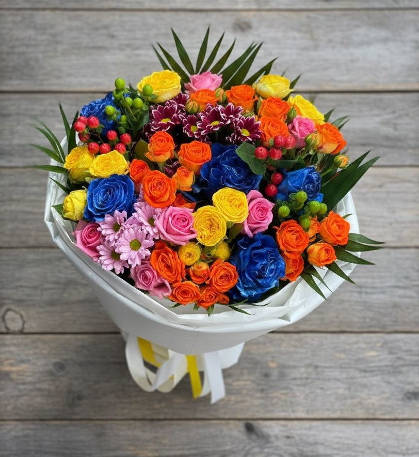 Букет цветов из: Розы и Хризантемы в Усть-Лабинске