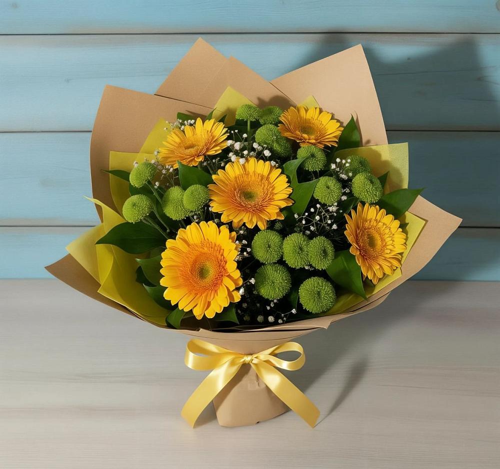 Букет цветов из: Герберы и Хризантемы в Усть-Лабинске