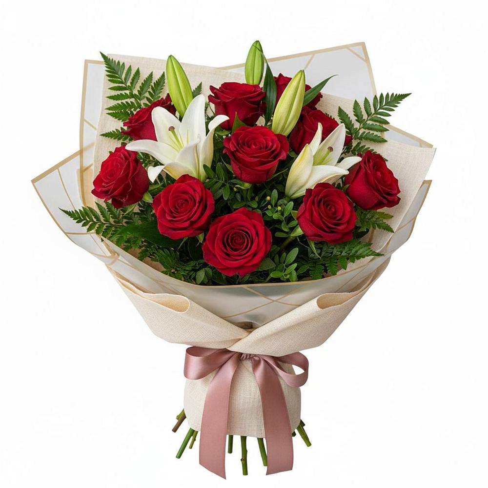 Букет цветов из: Лилии и Розы в Усть-Лабинске