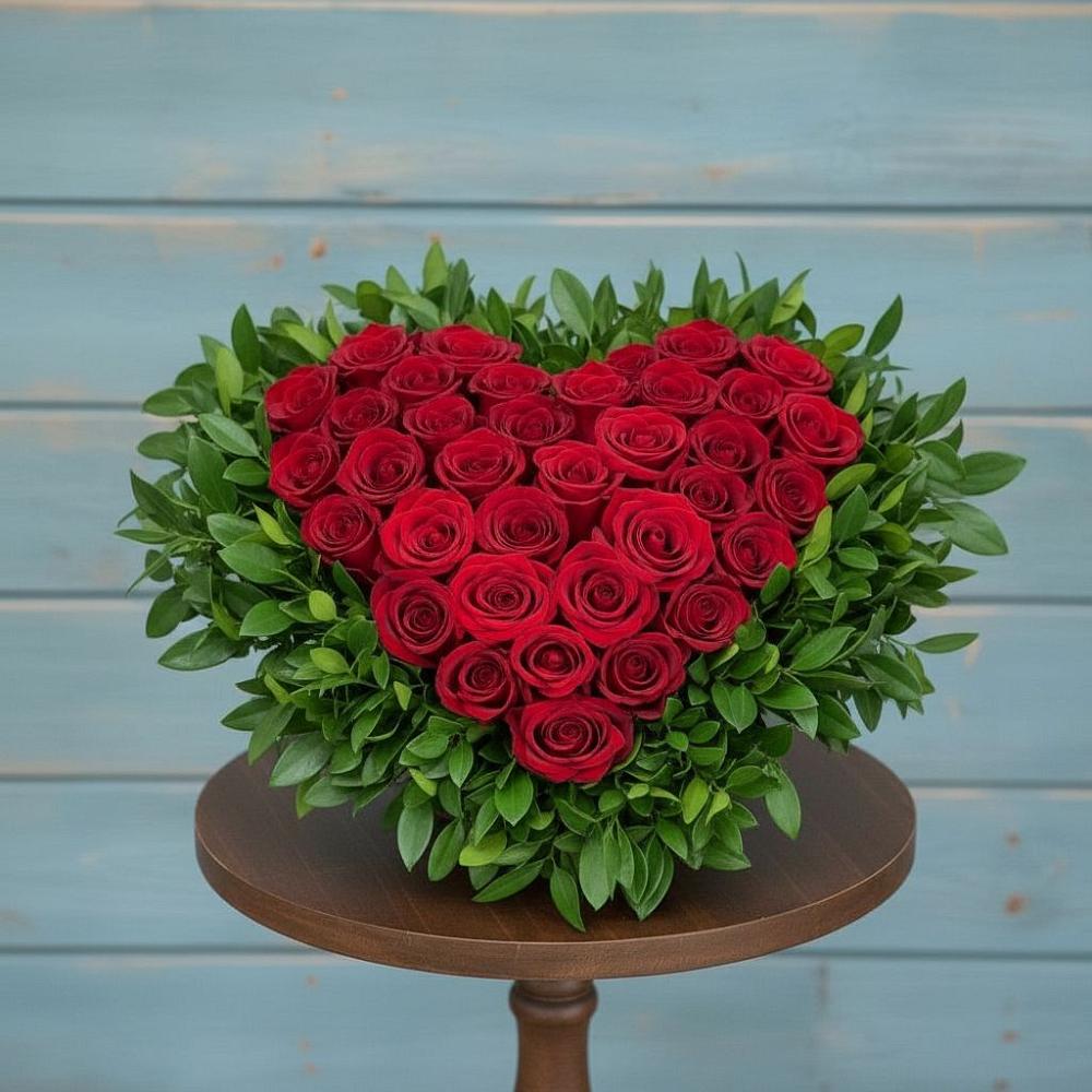 Цветочная композиция из Розы в виде сердца в Усть-Лабинске