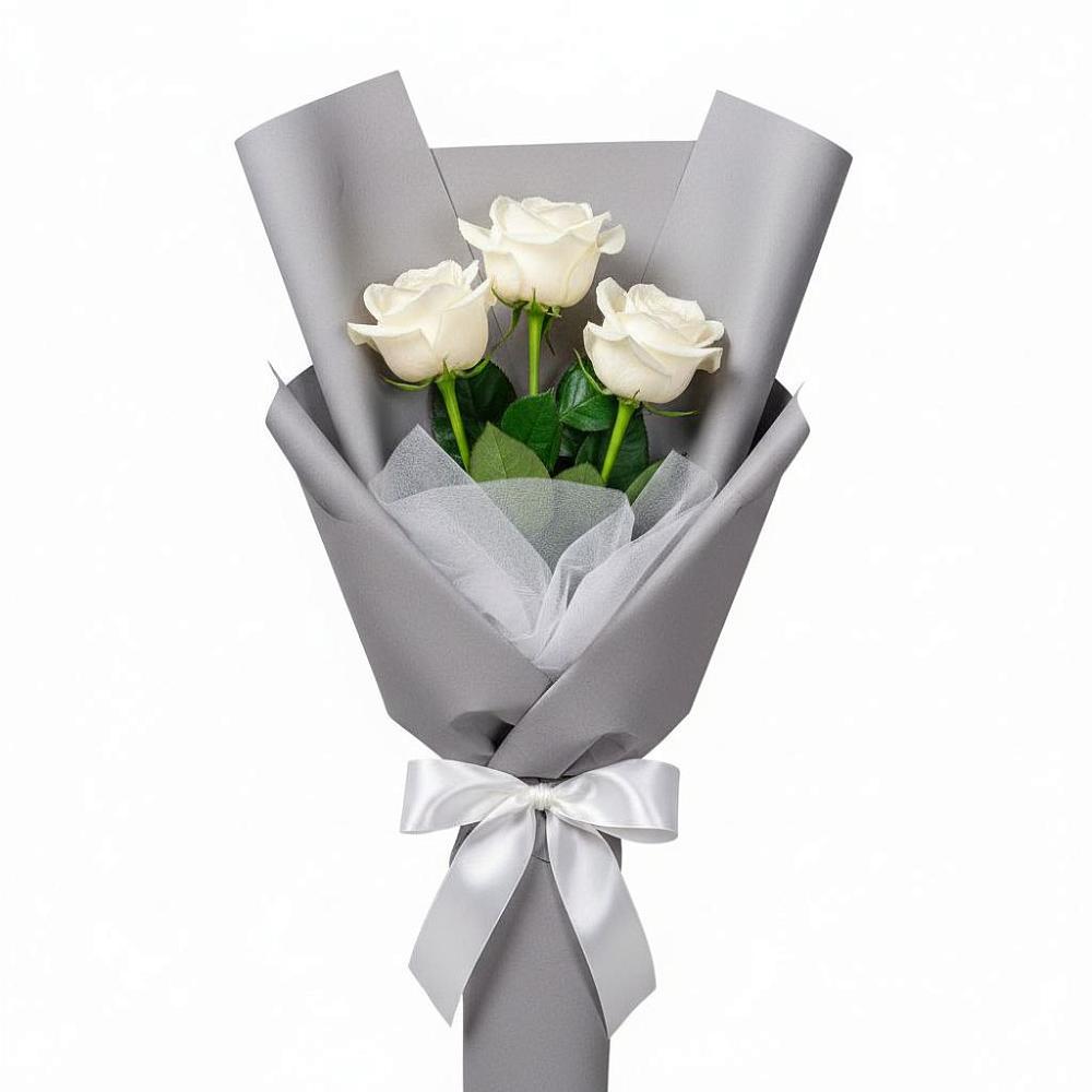 Букет 3 белые розы в Усть-Лабинске