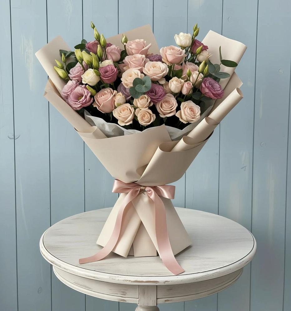 Букет цветов из: Розы и Лизиантусы в Усть-Лабинске