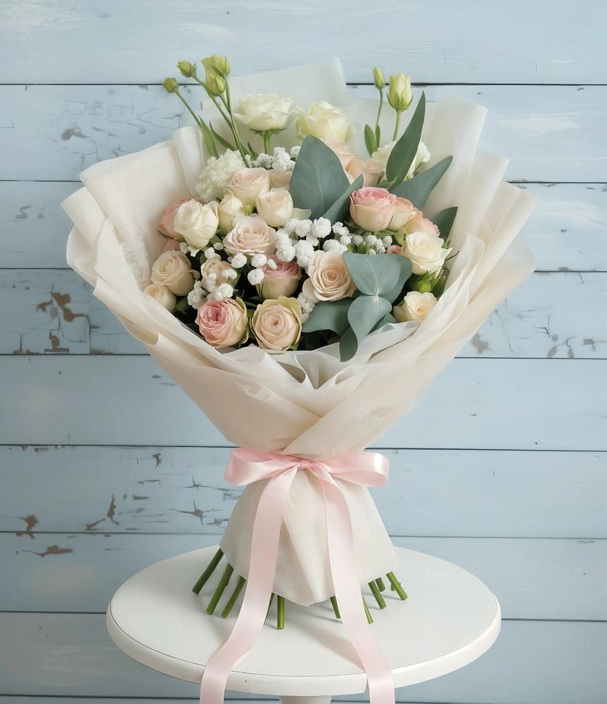 Букет цветов из: Розы и Лизиантусы в Усть-Лабинске