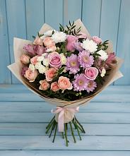 Букет цветов из:  Хризантемы, Розы и Альстромерии в Усть-Лабинске
