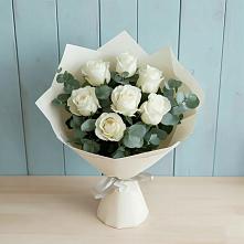 Букет Белые розы в Эвкалипте в Усть-Лабинске